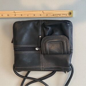 Tignanello Black Leather Crossbody Bag